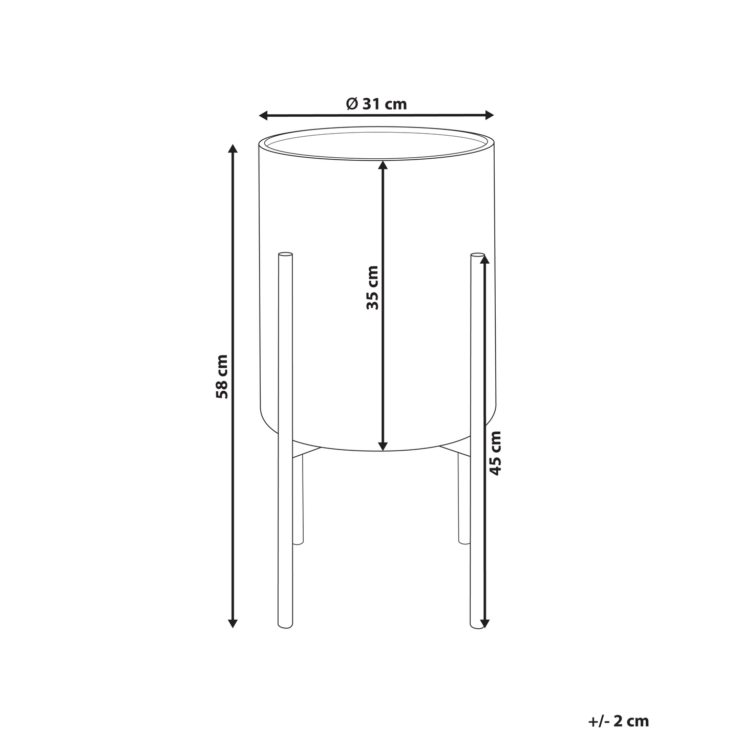 White And Blue Iron Plant Stand 31 X 31 X 58cm Modern Industrial Indoor Floor Planter