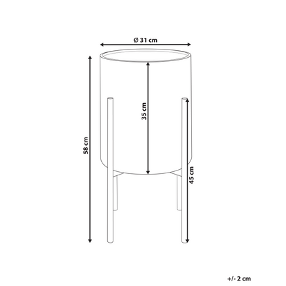 White And Blue Iron Plant Stand 31 X 31 X 58cm Modern Industrial Indoor Floor Planter