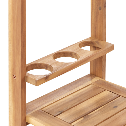 Garden Serving Cart 47 x 90cm Acacia 2-Tier Wheeled Trolley