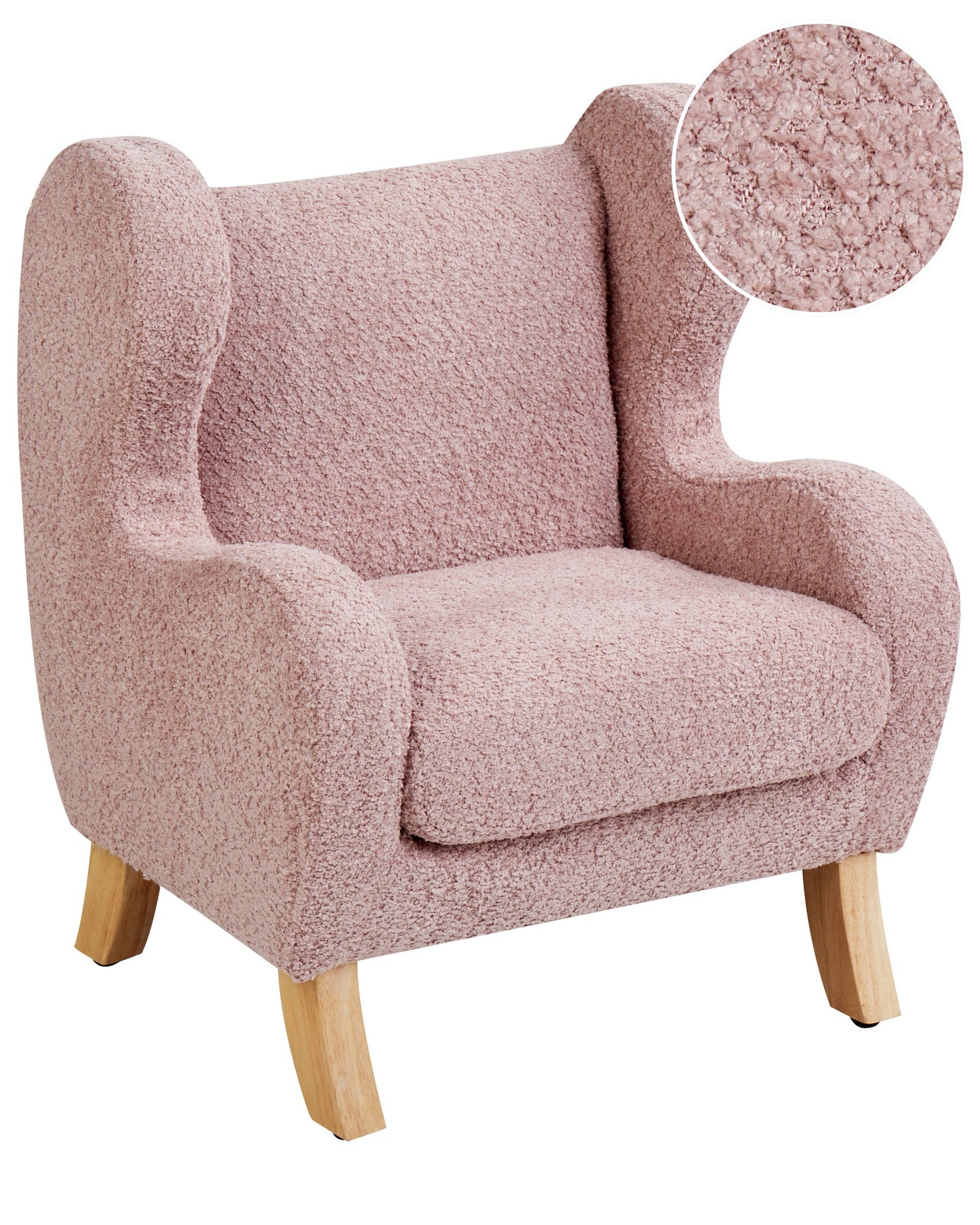 Light Pink Boucle Armchair For Kids With Armrests Nursery