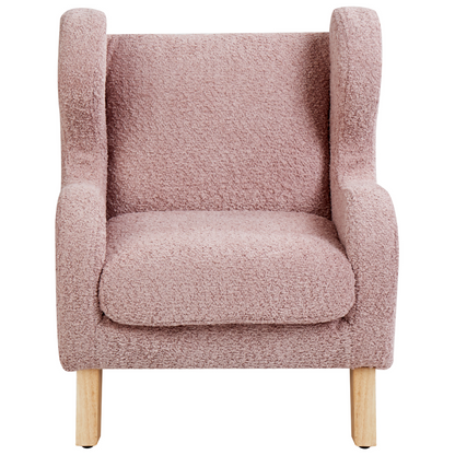 Light Pink Boucle Armchair For Kids With Armrests Nursery