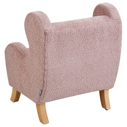 Light Pink Boucle Armchair For Kids With Armrests Nursery