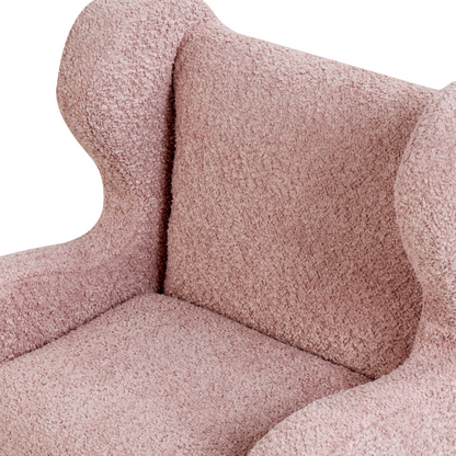 Light Pink Boucle Armchair For Kids With Armrests Nursery