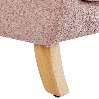 Light Pink Boucle Armchair For Kids With Armrests Nursery
