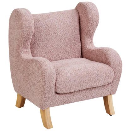 Light Pink Boucle Armchair For Kids With Armrests Nursery