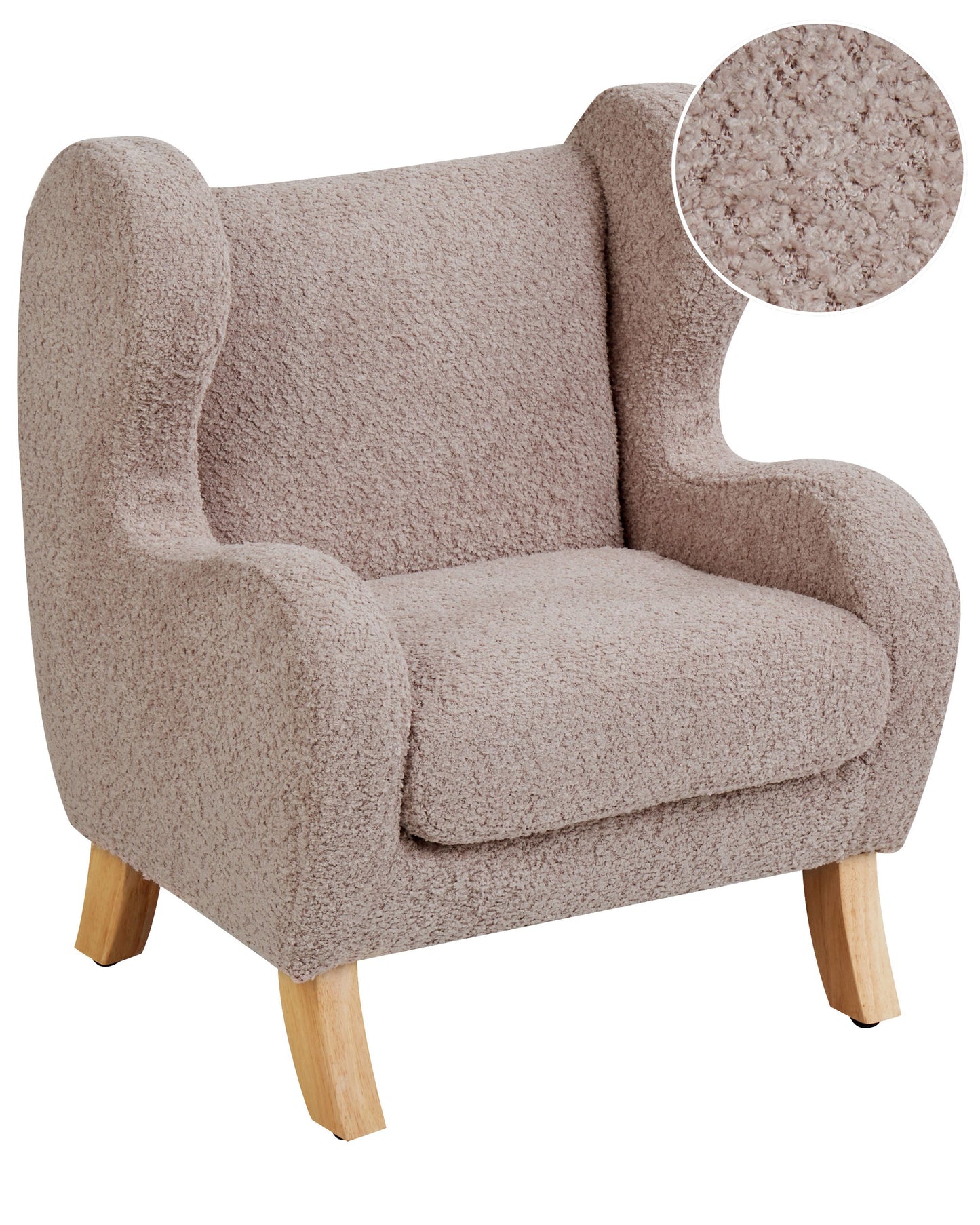 Boucle Taupe Armchair With Armrests Nursery Chair For Children Modern Design