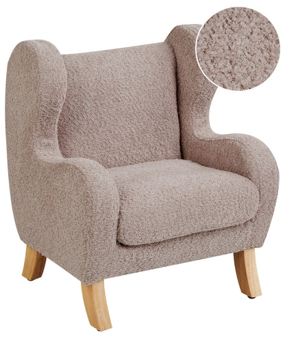 Boucle Taupe Armchair With Armrests Nursery Chair For Children Modern Design