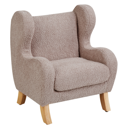 Boucle Taupe Armchair With Armrests Nursery Chair For Children Modern Design