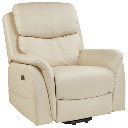 Recliner Electric Armchair With Massage Beige Faux Leather