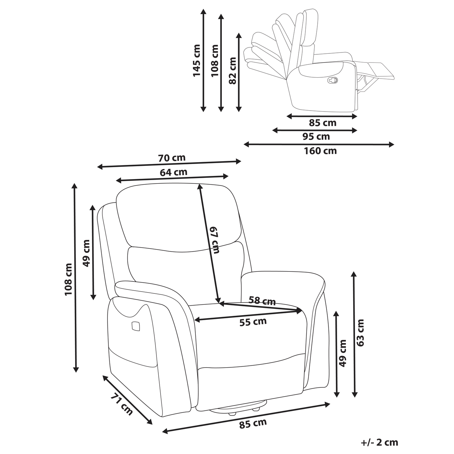 Recliner Electric Armchair With Massage Beige Faux Leather