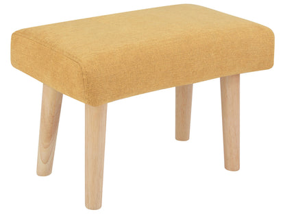 Home Retro Footstool Yellow Polyester With Wooden Legs