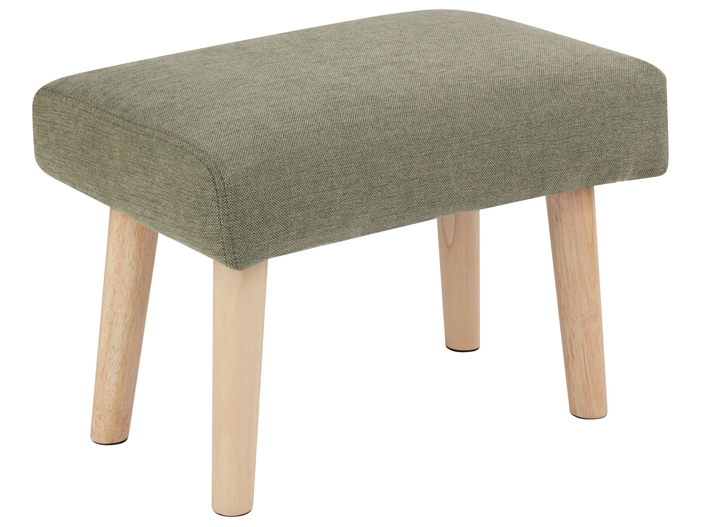 Retro Footstool Green Polyester With Wooden Legs