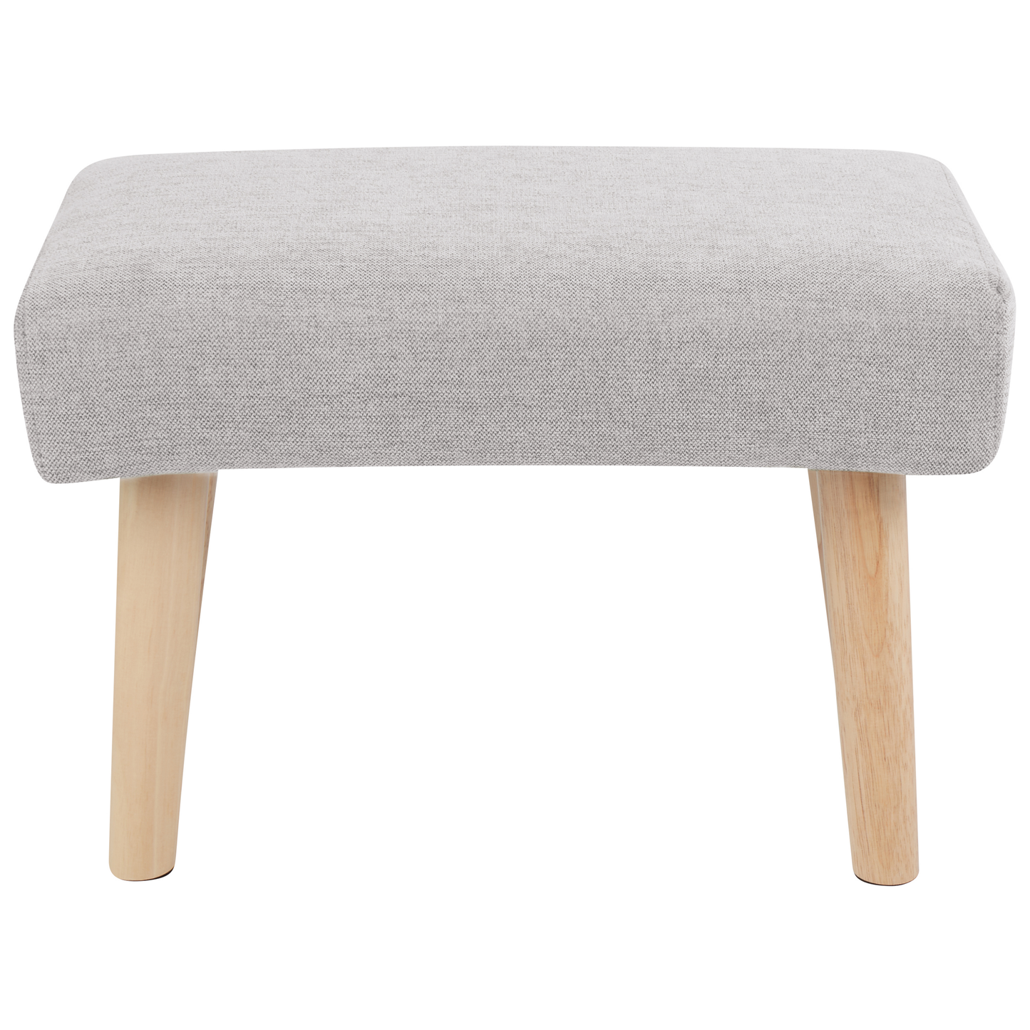 Footstool Light Grey Polyester With Wooden Legs