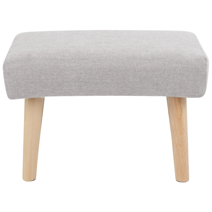 Footstool Light Grey Polyester With Wooden Legs