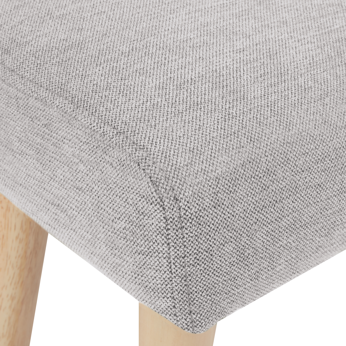 Footstool Light Grey Polyester With Wooden Legs