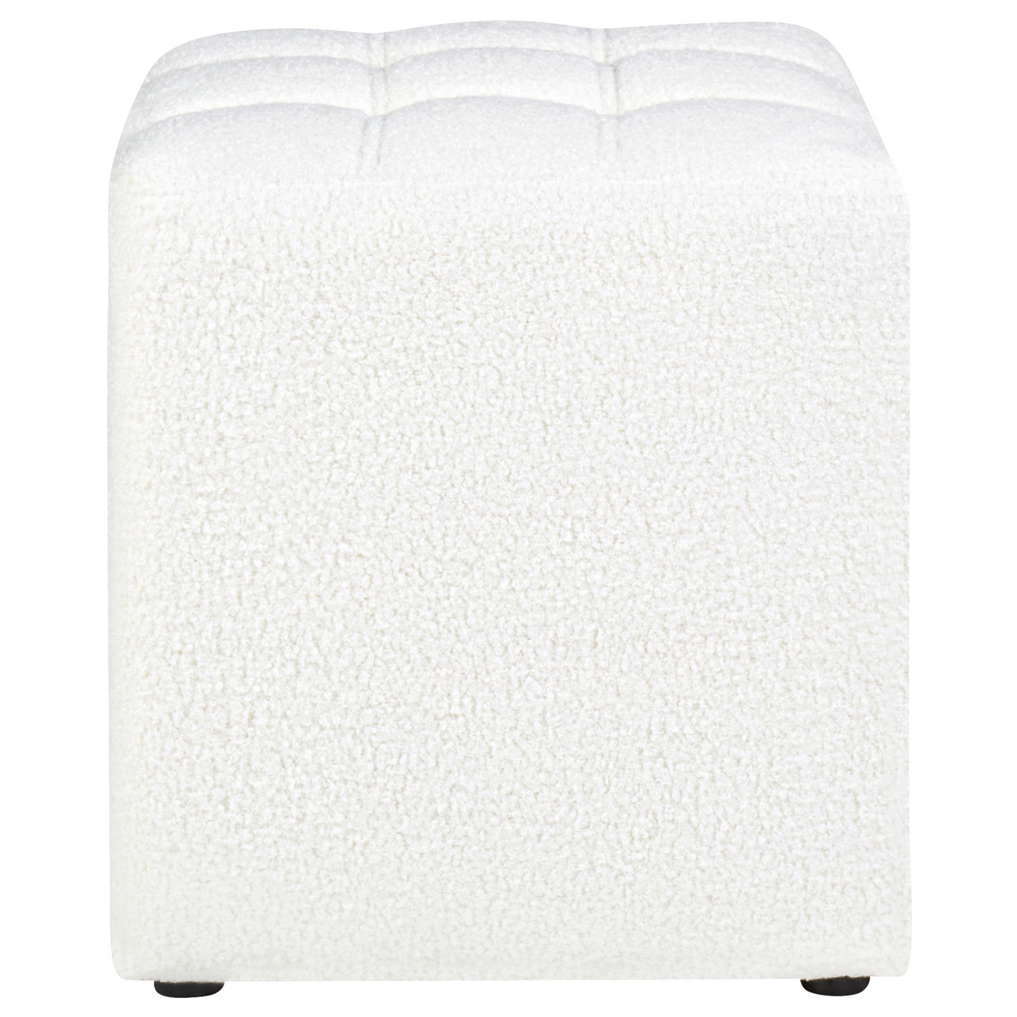 Footstool White Boucle 38cm Square Chevron Upholstery