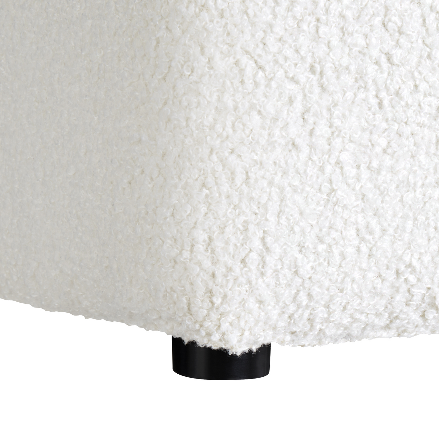 Footstool White Boucle 38cm Square Chevron Upholstery