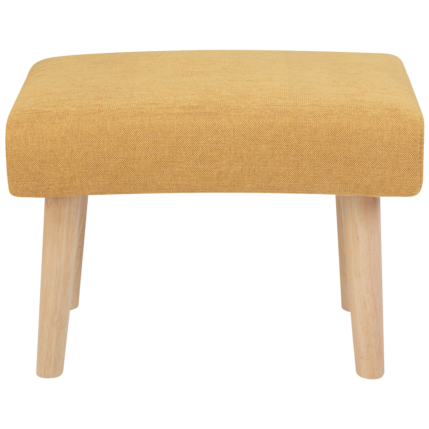Home Retro Footstool Yellow Polyester With Wooden Legs