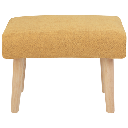 Home Retro Footstool Yellow Polyester With Wooden Legs