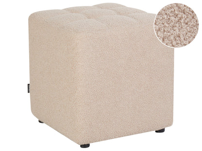 Beige Boucle Footstool 38 x 38cm Square Seat Multifunctional Ottoman For Living Room