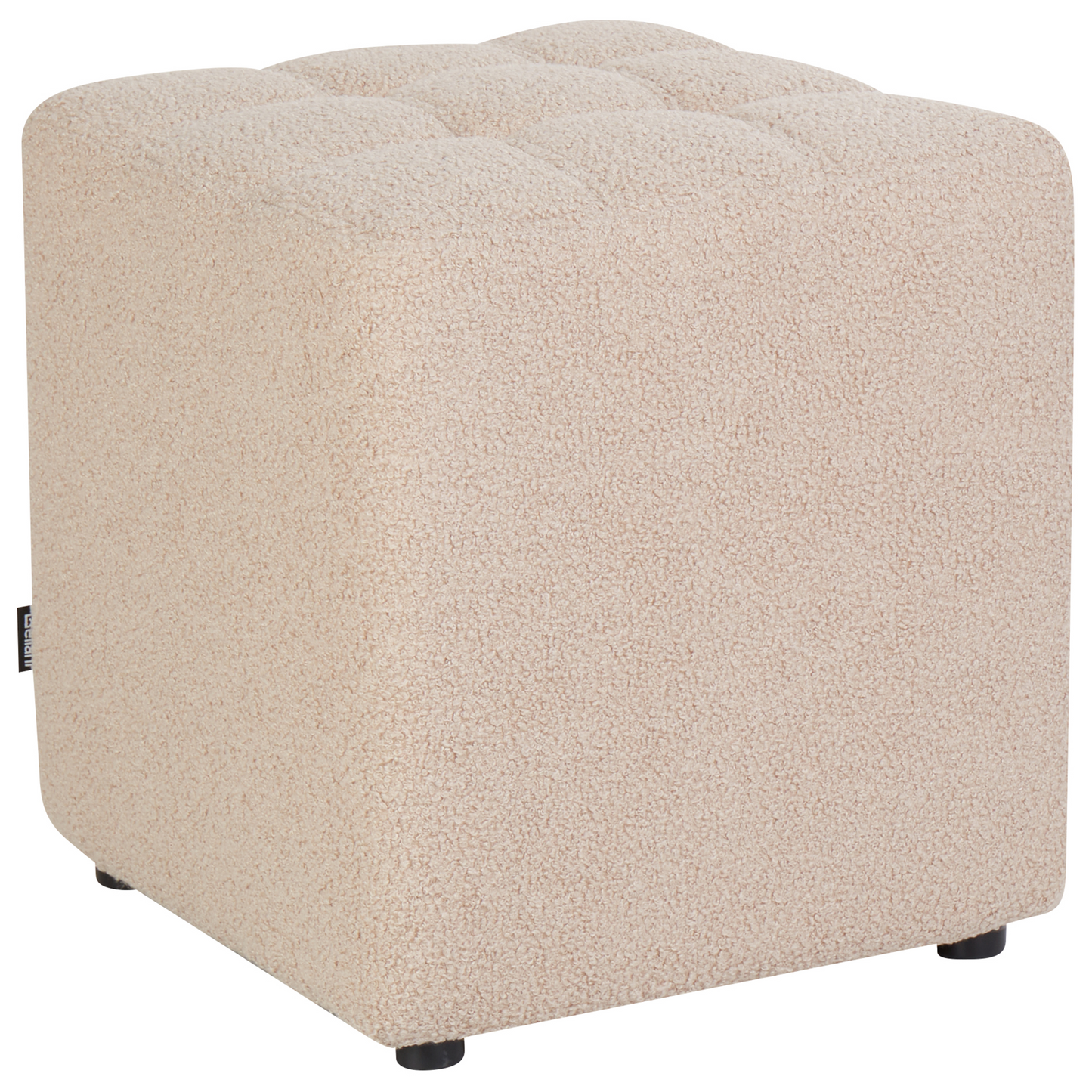 Beige Boucle Footstool 38 x 38cm Square Seat Multifunctional Ottoman For Living Room