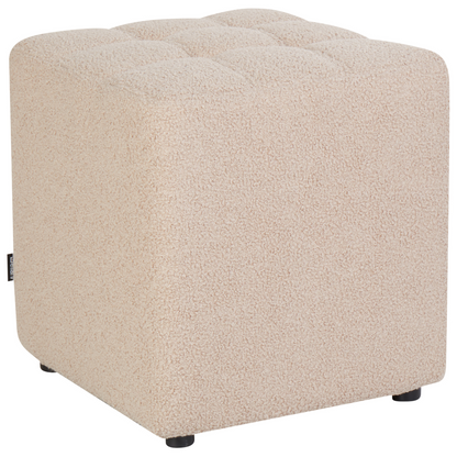 Beige Boucle Footstool 38 x 38cm Square Seat Multifunctional Ottoman For Living Room