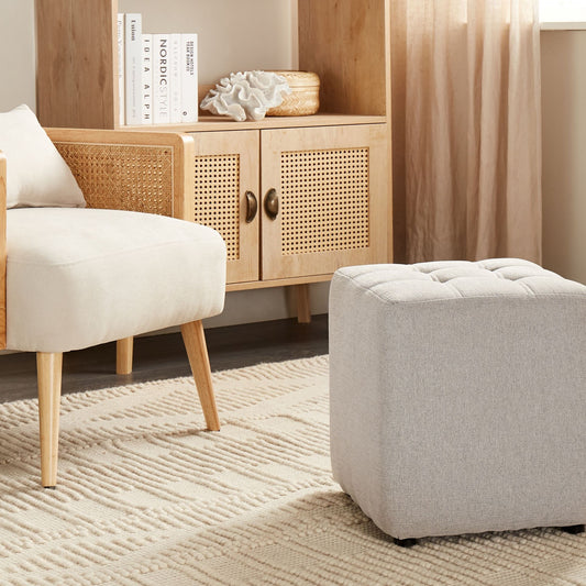 Multifunction Footstool In Light Grey Polyester Upholstery 38 x 38cm Square Seat