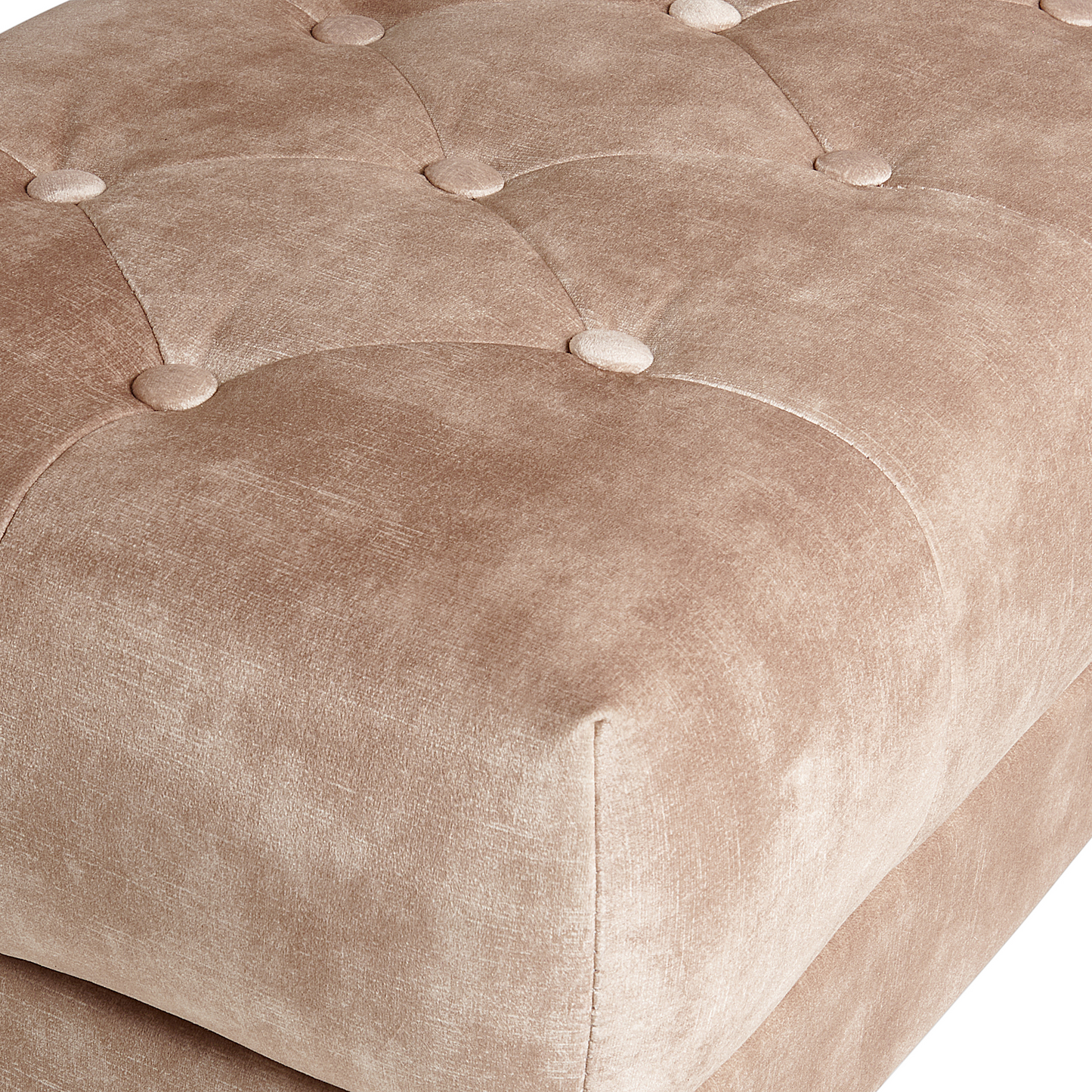 Taupe Velvet Upholstered Bench With Gold Metal Legs, Tufted Bed Stool For Home