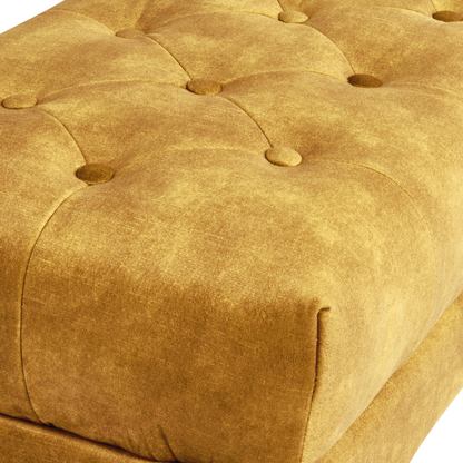 Velvet Yellow Upholstered Bench With Gold Legs