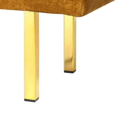 Velvet Yellow Upholstered Bench With Gold Legs