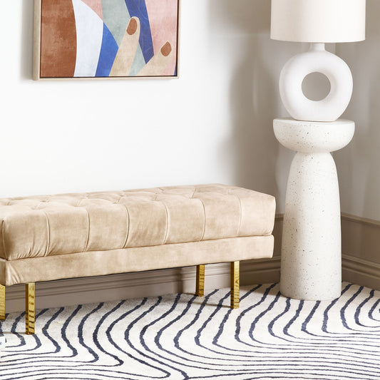 Velvet Bed Bench Beige With Gold Legs