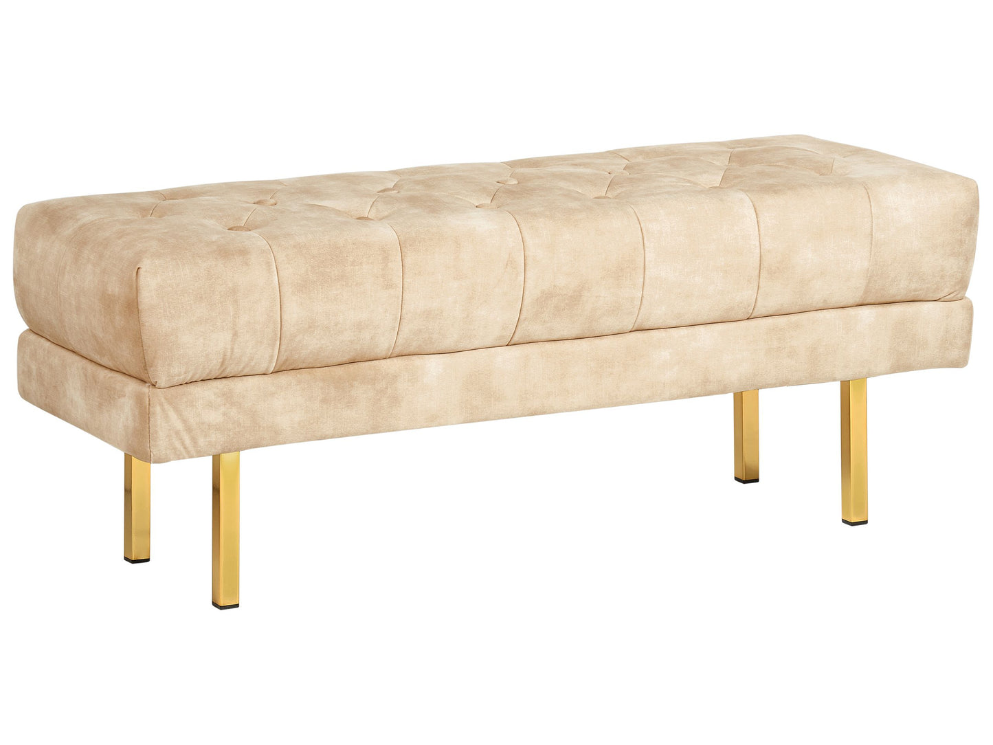 Velvet Bed Bench Beige With Gold Legs