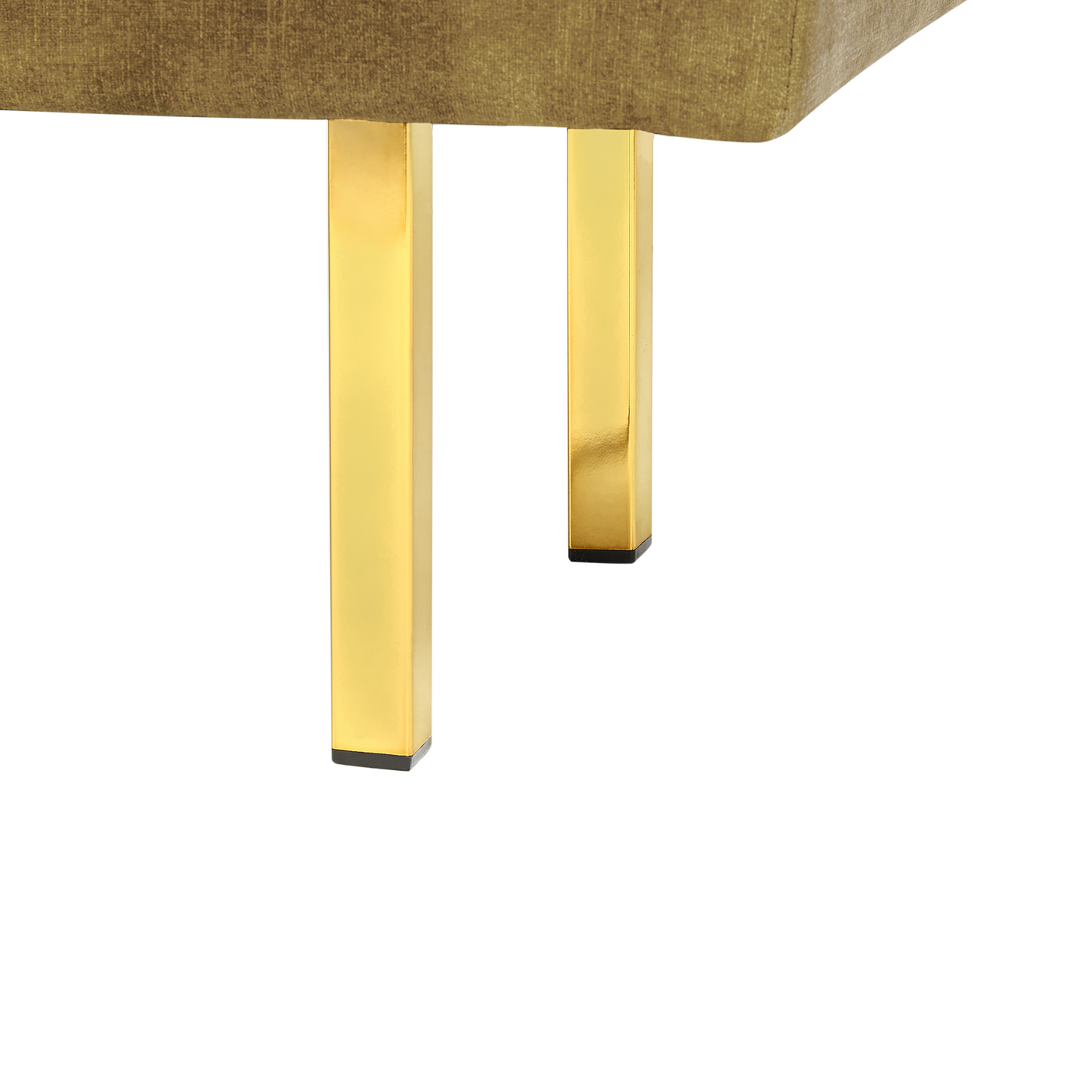 Velvet Olive Green Bench With Gold Metal Legs