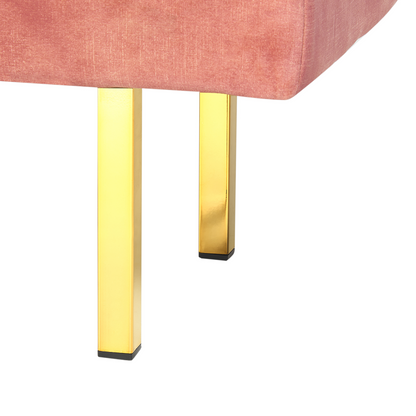 Pink Velvet Tufted Bed Bench With Gold Metal Legs