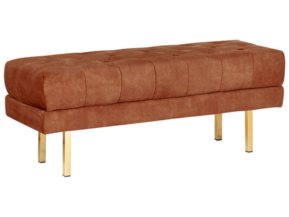 Velvet Red Tufted Bed Bench With Gold Legs