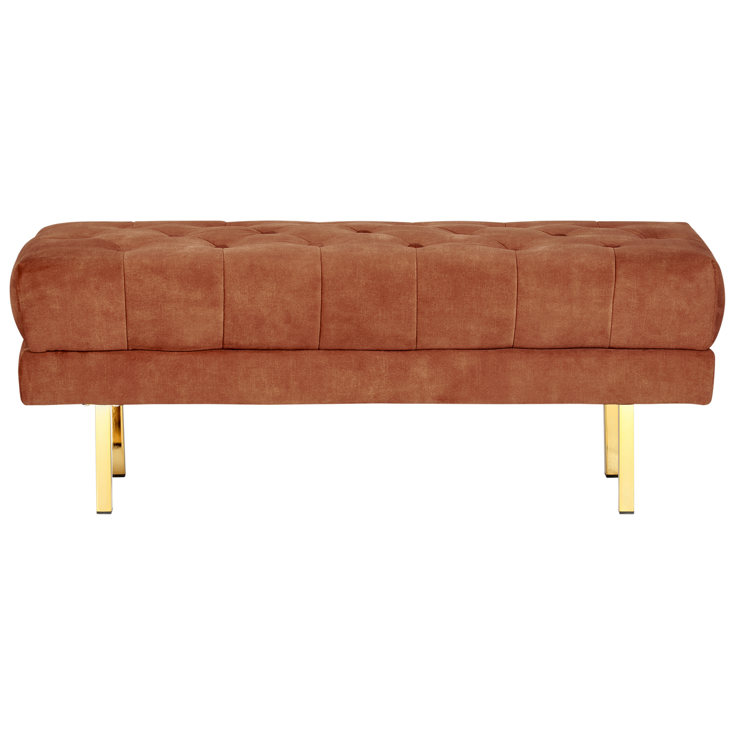 Velvet Red Tufted Bed Bench With Gold Legs