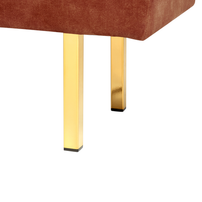Velvet Red Tufted Bed Bench With Gold Legs