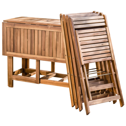 Garden 6 Piece Acacia Wood Folding Dining Set With Chairs