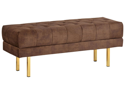 Brown Velvet Bed Bench With Gold Legs