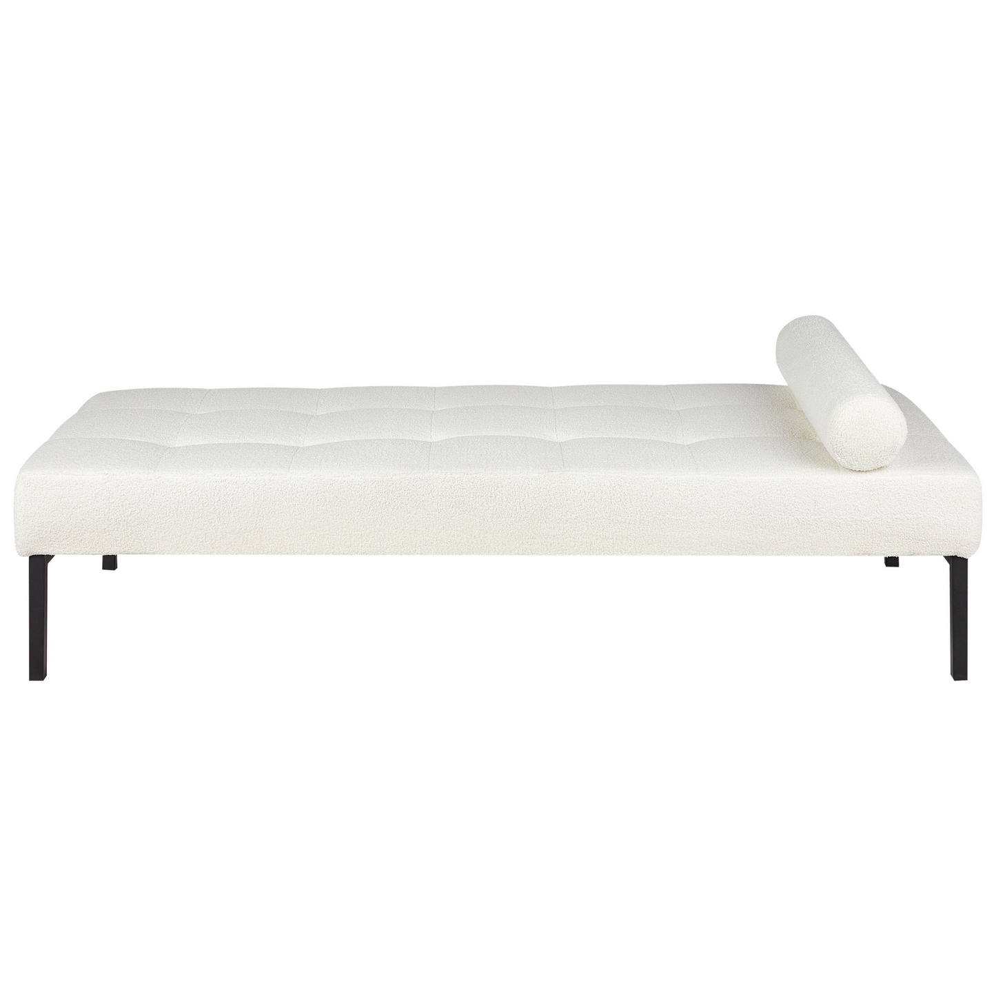 Modern White Boucle Chaise Longue With Metal Legs