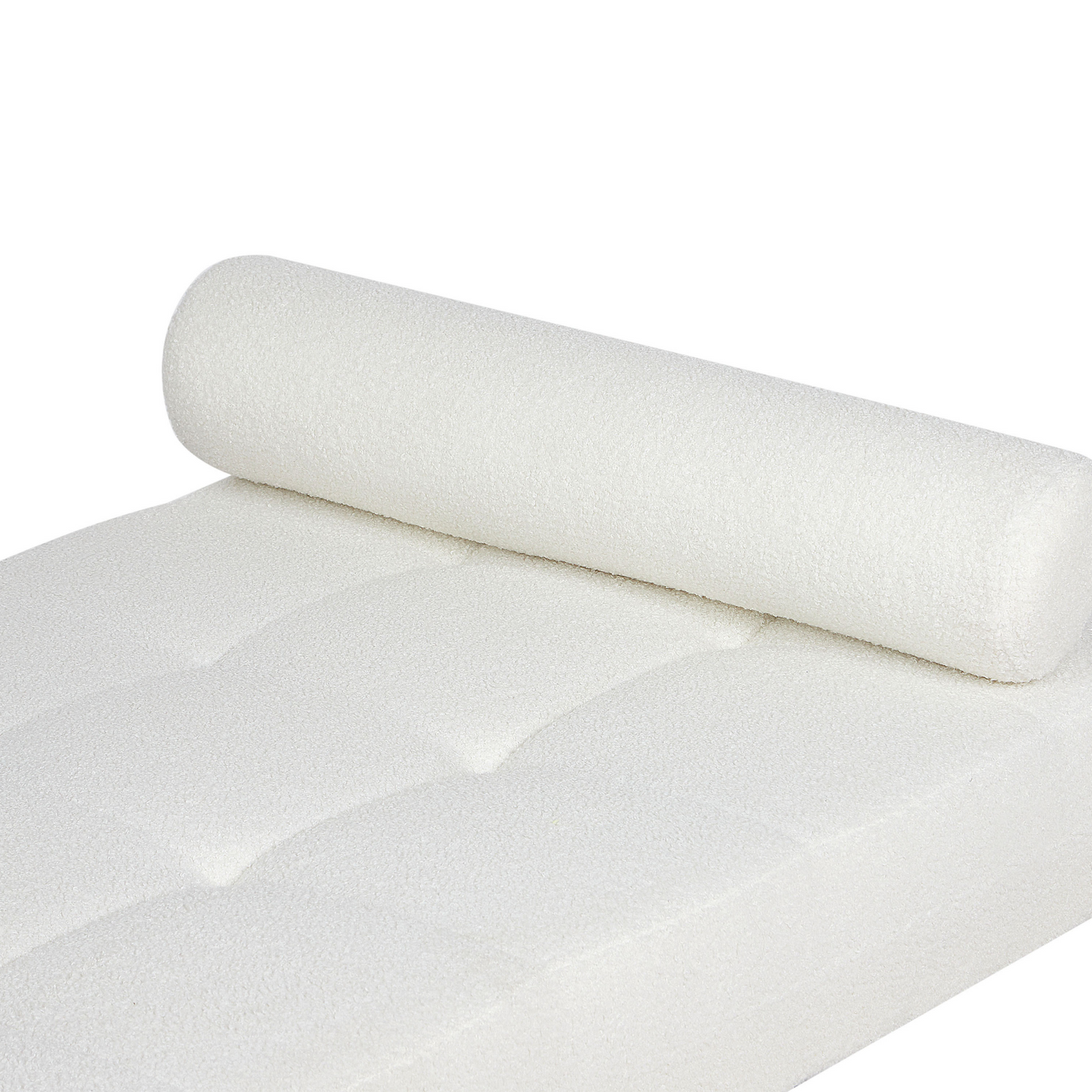 Modern White Boucle Chaise Longue With Metal Legs