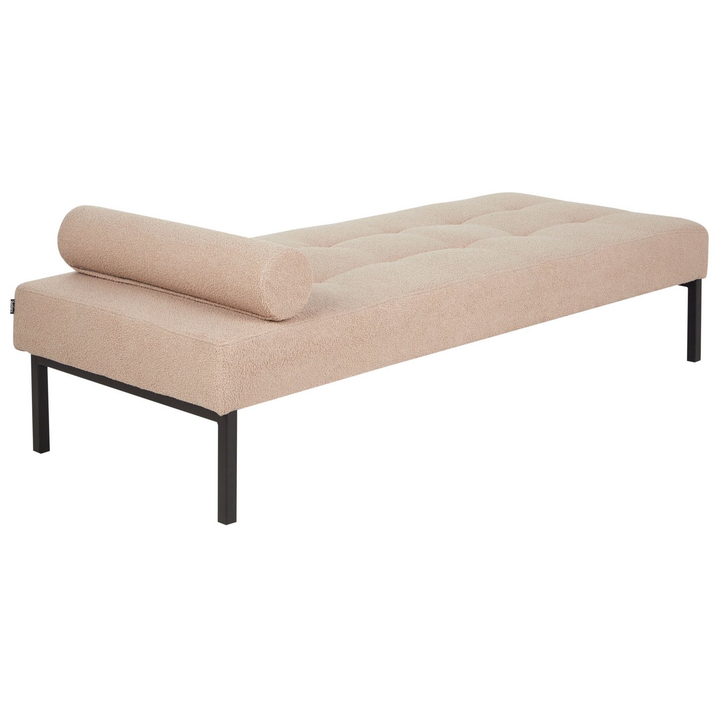 Living Beige Boucl? Chaise Longue With Metal Legs