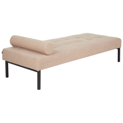 Living Beige Boucl? Chaise Longue With Metal Legs