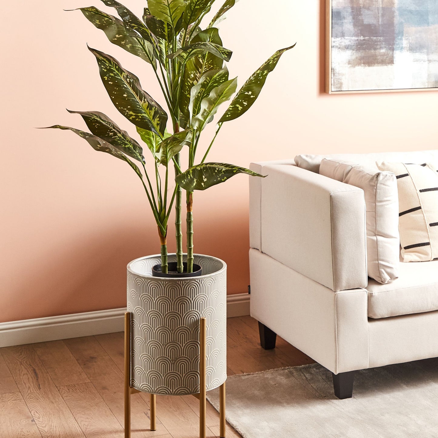 Plant Stand Grey Iron 31 x 31 x 58cm Indoor Modern Industrial