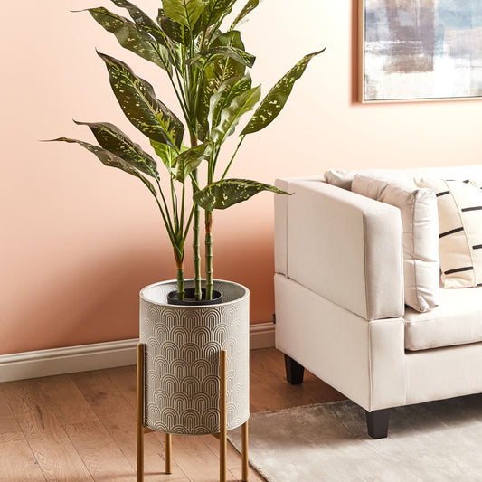 Plant Stand Grey Iron 31 x 31 x 58cm Indoor Modern Industrial