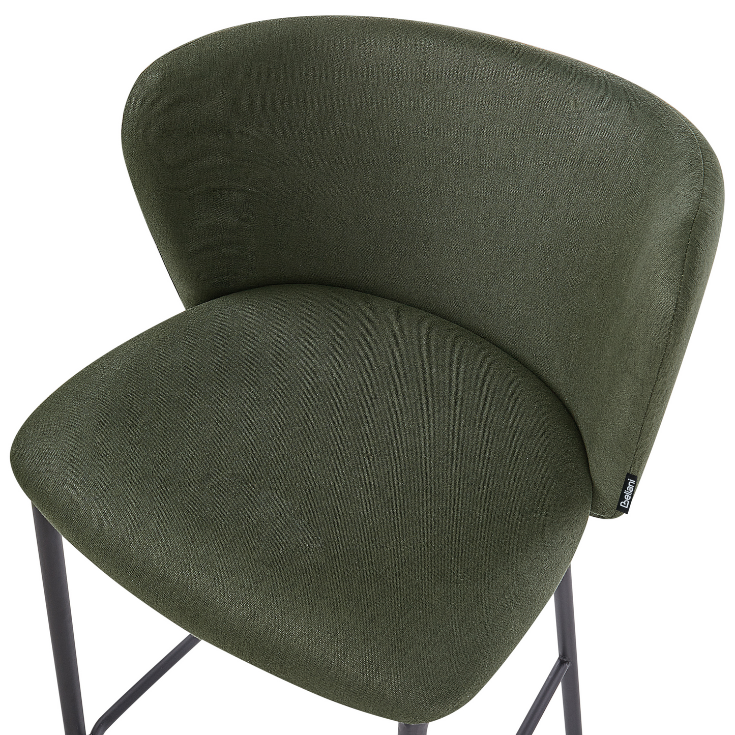 Modern Dark Green Bar Chairs Set 2 With Curved Back
