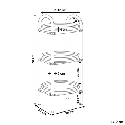 Side Table Plant Shelf 3-Tier Rattan 32 x 32 Natural