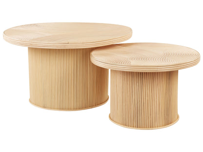 Ilios Set of 2 Natural Rattan Coffee Tables Round Boho