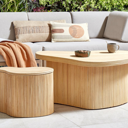 Natural Storage Coffee Tables Set Of 2 With Lids