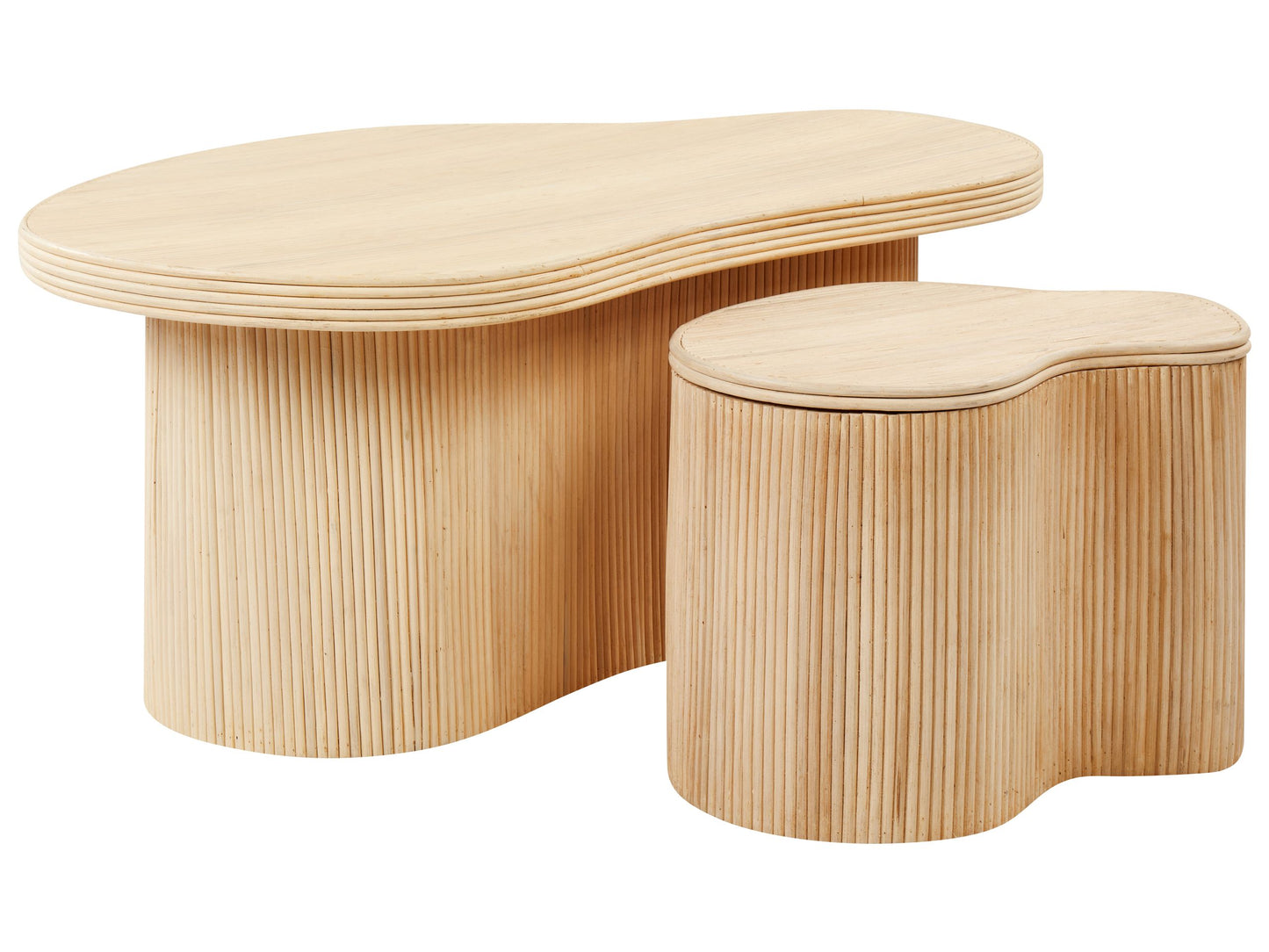 Natural Storage Coffee Tables Set Of 2 With Lids